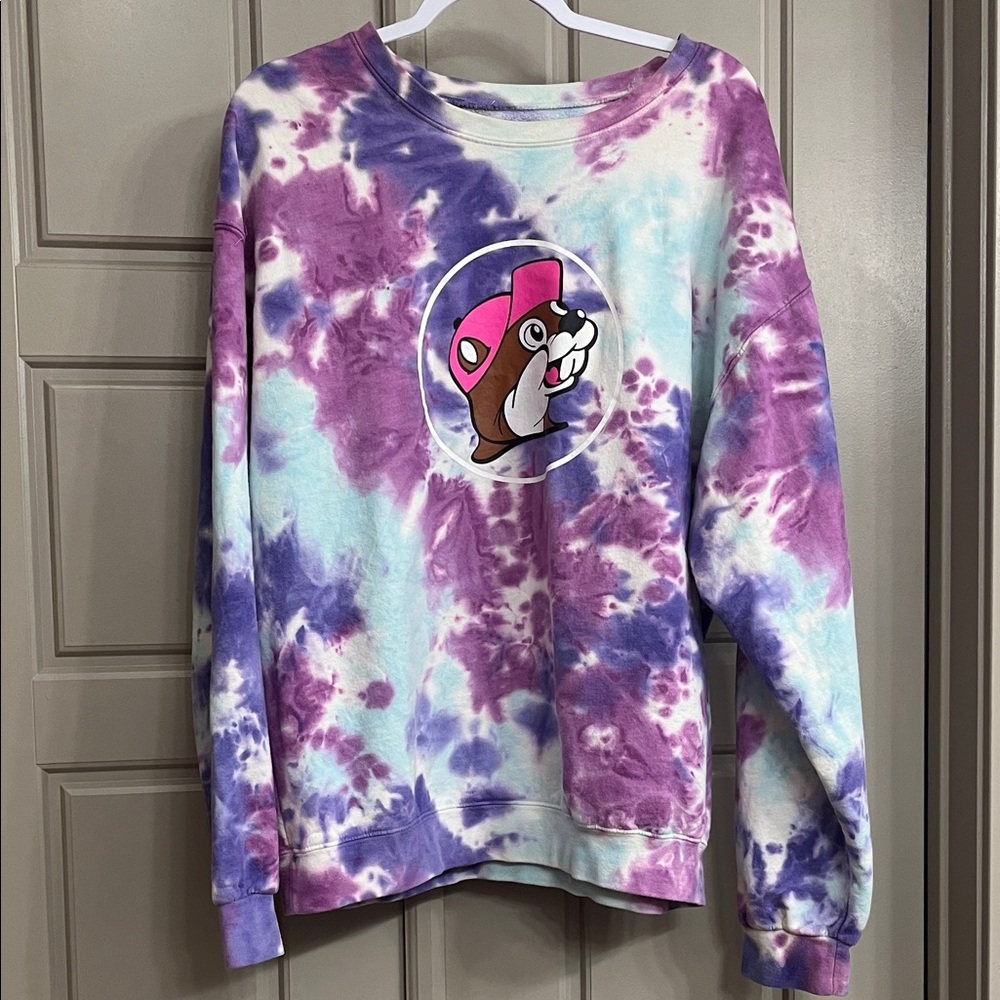 Tie-Dye Sweatshirt with Cartoon Graphic